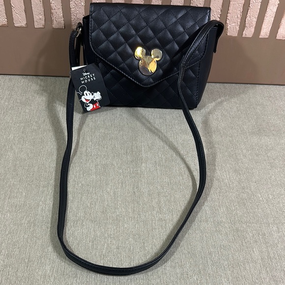 Disney Black Mickey Mouse Crossbody Bag with Quilted Design - Picture 2 of 7